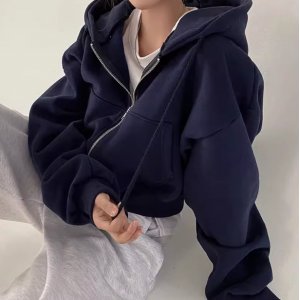 Women Solid Hooded Sweatshirt 2023 Autumn Winter Korean Long