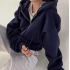 Women Solid Hooded Sweatshirt 2023 Autumn Winter Korean Long