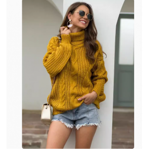 2023 Autumn Winter Women Turtleneck Sweater Loose Short Eleg